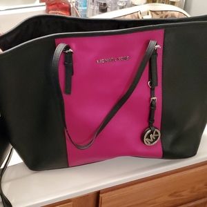 Michael Kors pink and black large purse